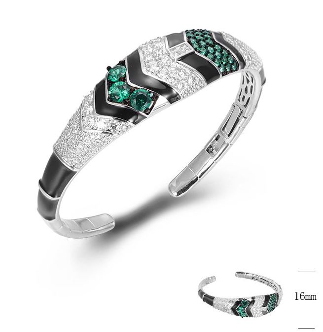 SA05928-C, Ladies' Moissanite Ring, S925, Rhodium + Black Rhodium Plated, Silver, 30.5g