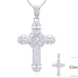 SZ17767, Ladies' Moissanite Set, S925, Rhodium Plated, White, 8.61g