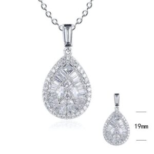 SZ17053, Ladies' Moissanite Set, S925, Rhodium Plated, White, 2.36g