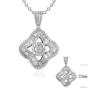 SZ16933, Ladies' Moissanite Set, S925, Rhodium Plated, White, 3.05g