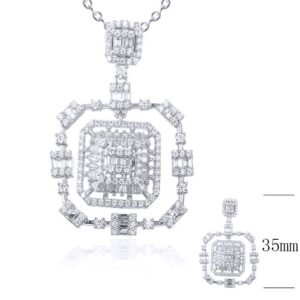 SZ20564, Ladies' Moissanite Set, S925, Rhodium Plated, White, 5.4g