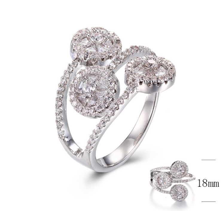 SJ30095, Ladies' Moissanite Ring, S925, Rhodium Plated, White, 4.7g