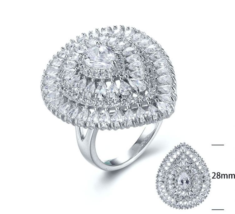 SJ28571, Ladies' Moissanite Ring, S925, Rhodium Plated, White, 9.02g