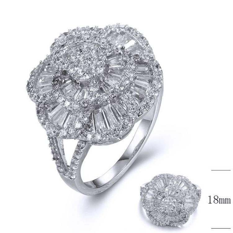 SJ34721, Ladies' Moissanite Ring, S925, Rhodium Plated, White, 6.12g