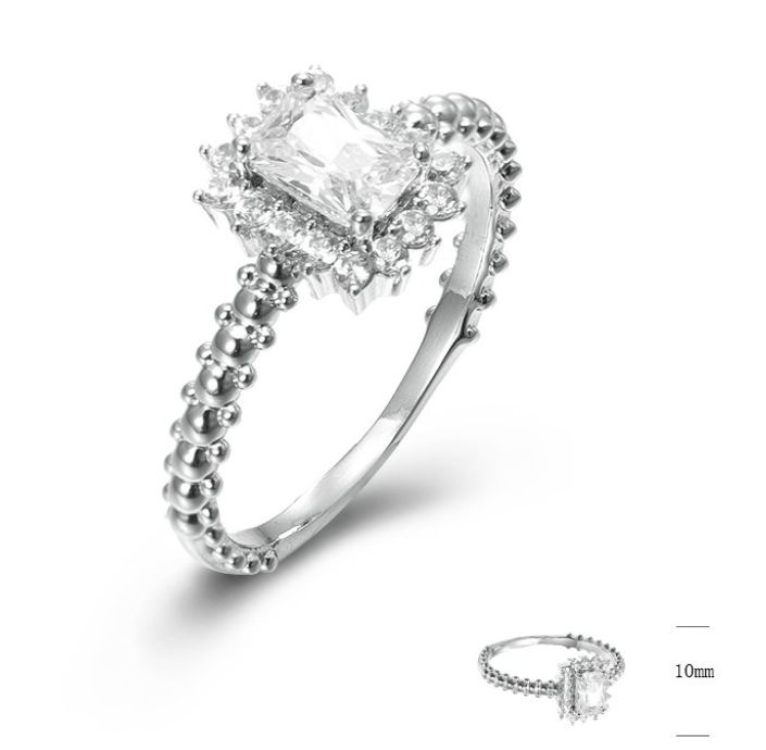 SJ44823, Ladies' Moissanite Ring, S925, Rhodium Plated, White, 2.3g