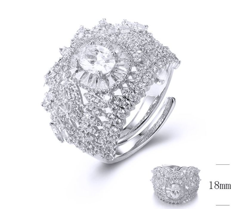 SJ34036, Ladies' Moissanite Ring, S925, Rhodium Plated, White, 6.22g