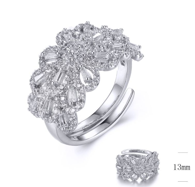 SJ30436, Ladies' Moissanite Ring, S925, Rhodium Plated, White, 5.98g