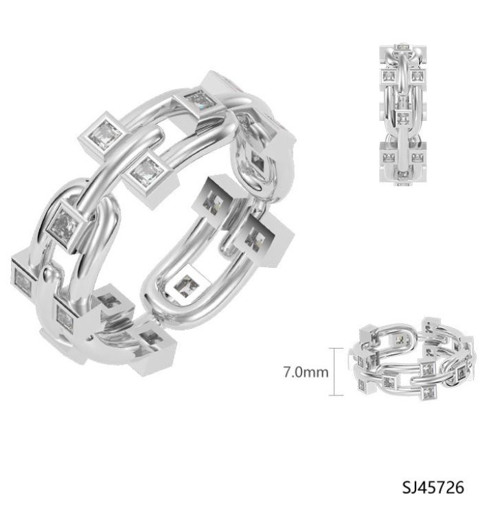 SJ45726, Ladies' Moissanite Ring, S925, Rhodium Plated, White, 3.39g