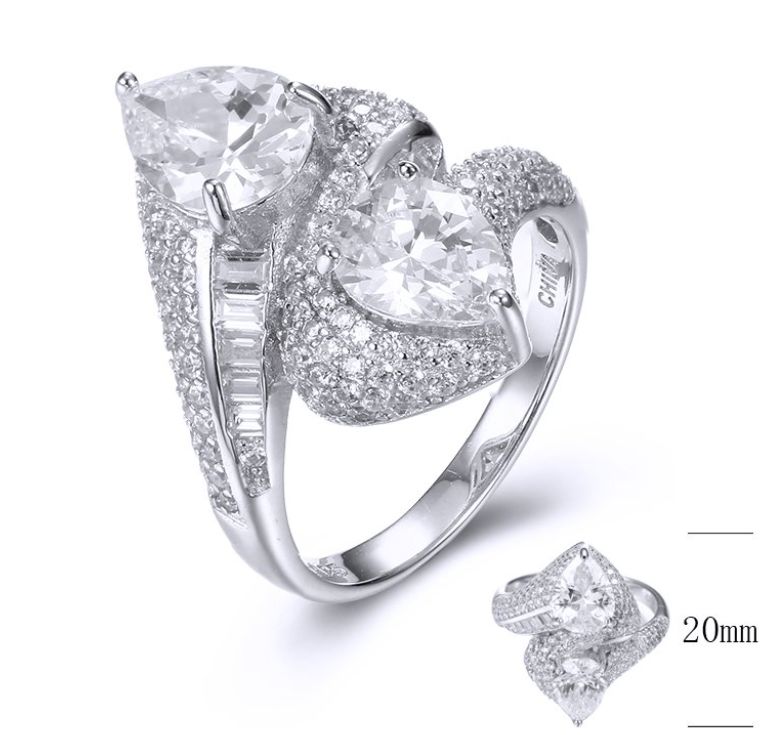 SJ35911, Ladies' Moissanite Ring, S925, Rhodium Plated, White, 5.11g