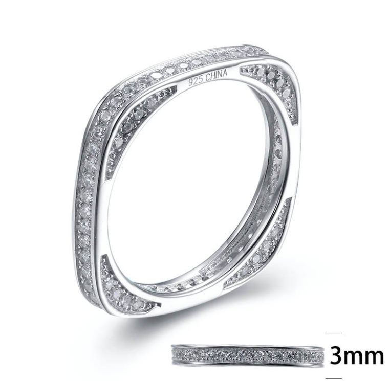 SJ27235, Ladies' Moissanite Ring, S925, Rhodium Plated, White, 2.82g