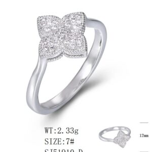 SJ51910, Ladies' Moissanite Ring, S925, Rhodium Plated, White, 2.33g