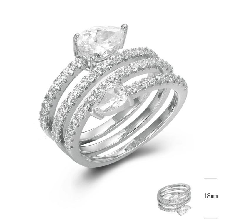 SJ44778, Ladies' Moissanite Ring, S925, Rhodium Plated, White, 6.2g
