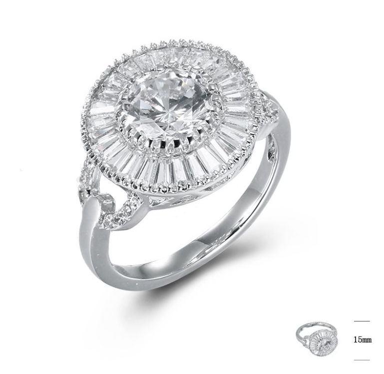SJ43867, Ladies' Moissanite Ring, S925, Rhodium Plated, White, 4.08g