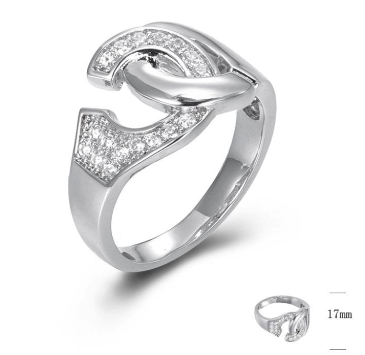SJ44810, Ladies' Moissanite Ring, S925, Rhodium Plated, White, 3.9g