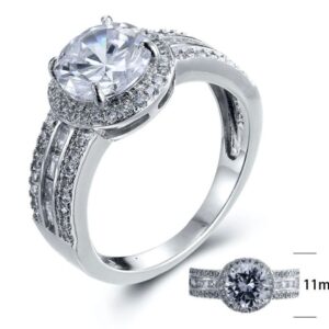 SJ25028, Ladies' Moissanite Ring, S925, Rhodium Plated, White, 4.65g