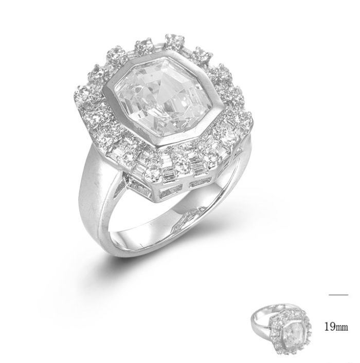 SJ44868, Ladies' Moissanite Ring, S925, Rhodium Plated, White, 7.7g