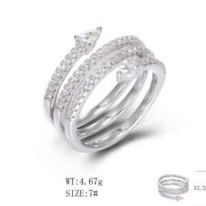 SJ48129, Ladies' Moissanite Ring, S925, Rhodium Plated, White, 4.81g