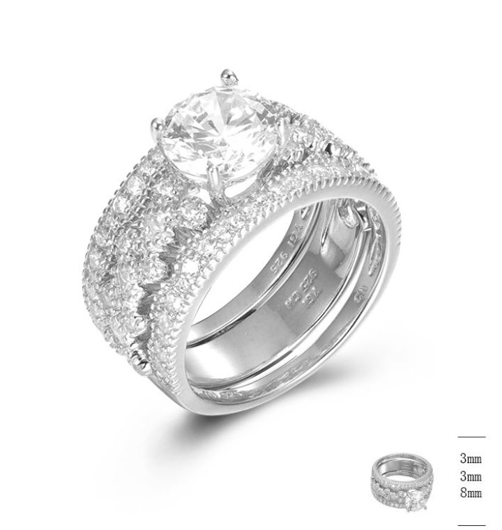 SJ45765, Ladies' Moissanite Ring, S925, Rhodium Plated, White, 3.78g