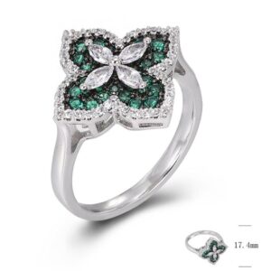 SJ47635-C, Ladies' Moissanite Ring, S925, Rhodium + Black Rhodium Plated, Silver, 4.06g