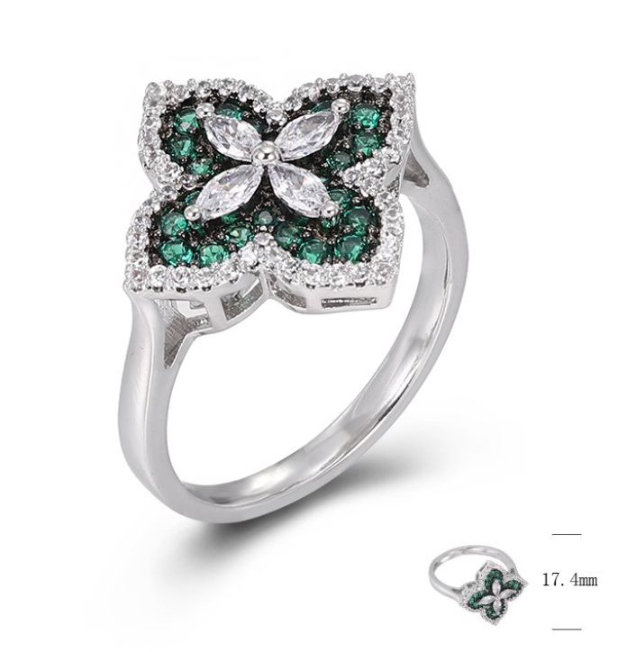 SJ47635-C, Ladies' Moissanite Ring, S925, Rhodium + Black Rhodium Plated, Silver, 4.06g