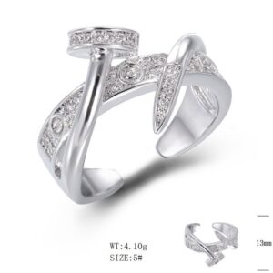 SJ50441, Ladies' Moissanite Ring, S925, Rhodium Plated, White, 4.56g