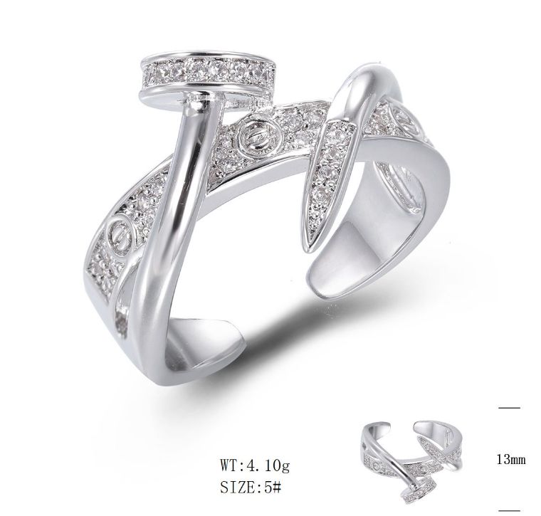 SJ50441, Ladies' Moissanite Ring, S925, Rhodium Plated, White, 4.56g