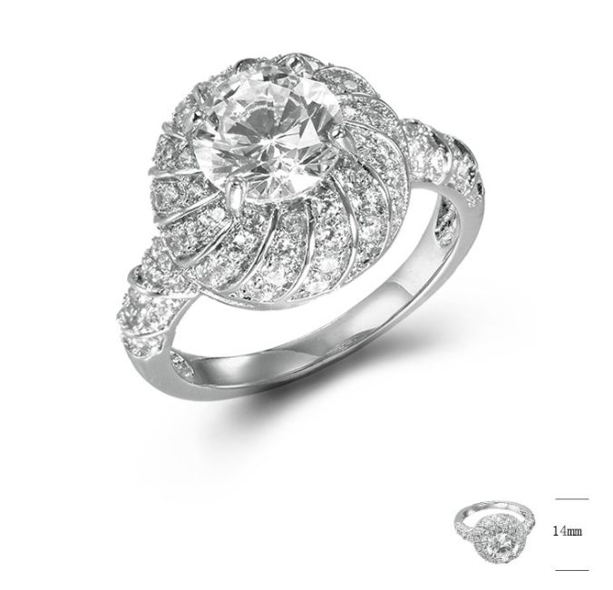 SJ43861, Ladies' Moissanite Ring, S925, Rhodium Plated, White, 5.5g