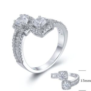 SJ26720, Ladies' Moissanite Ring, S925, Rhodium Plated, White, 4.19g
