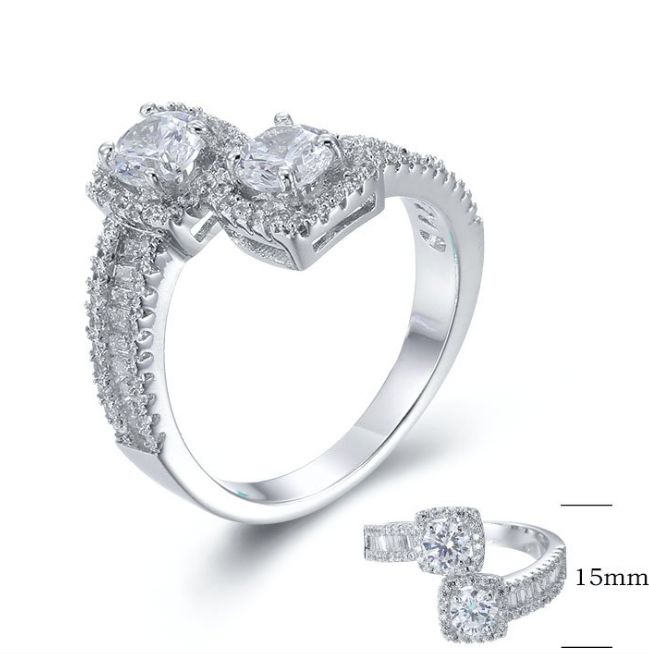 SJ26720, Ladies' Moissanite Ring, S925, Rhodium Plated, White, 4.19g