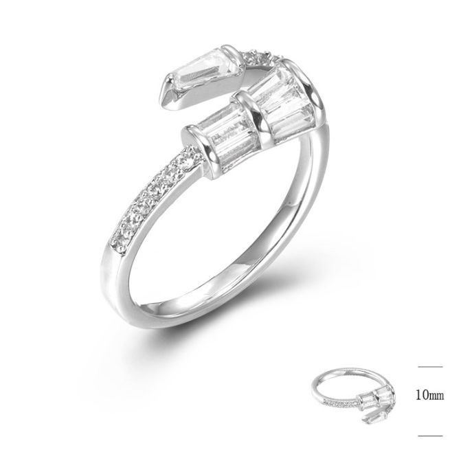 SJ45671, Ladies' Moissanite Ring, S925, Rhodium Plated, White, 2.66g