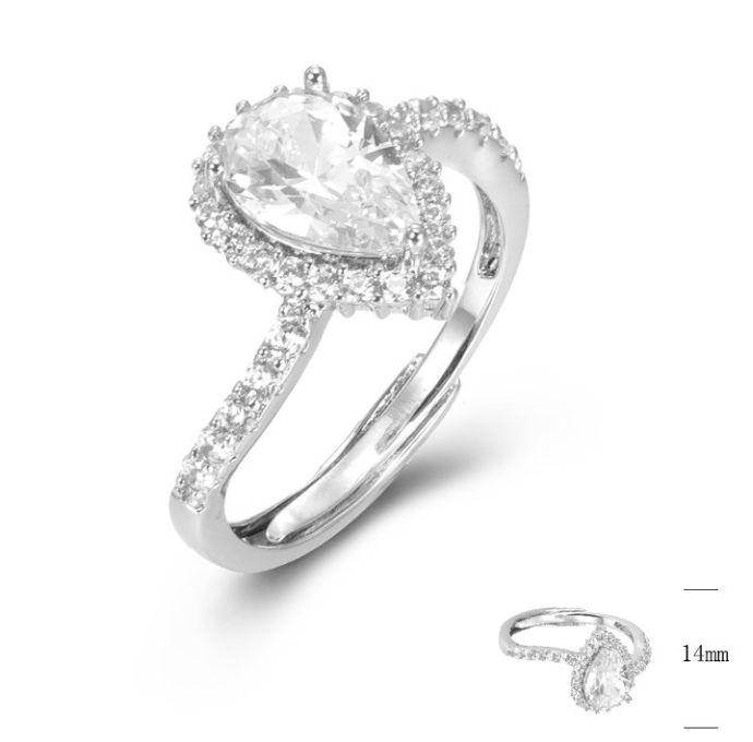 SJ45515, Ladies' Moissanite Ring, S925, Rhodium Plated, White, 3.75g