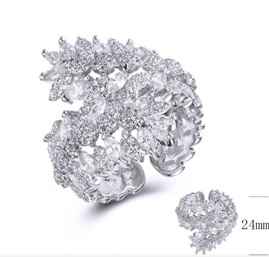 SJ36549, Ladies' Moissanite Ring, S925, Rhodium Plated, White, 5.81g