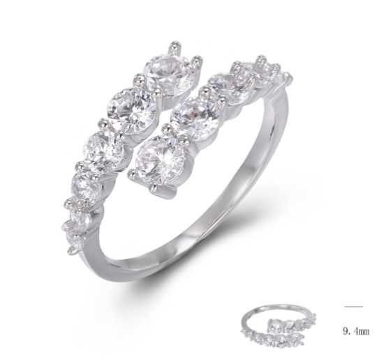 SJ48119, Ladies' Moissanite Ring, S925, Rhodium Plated, White, 3.04g
