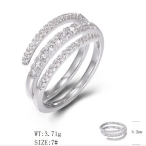 SJ48124, Ladies' Moissanite Ring, S925, Rhodium Plated, White, 3.44g
