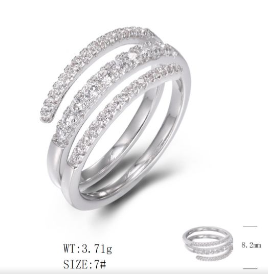 SJ48124, Ladies' Moissanite Ring, S925, Rhodium Plated, White, 3.44g
