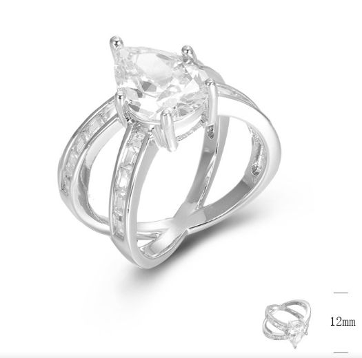SJ46436, Ladies' Moissanite Ring, S925, Rhodium Plated, White, 6.12g