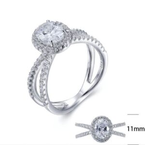SJ26128, Ladies' Moissanite Ring, S925, Rhodium Plated, White, 4.08g