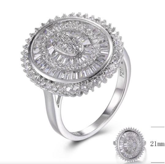 SJ29456, Ladies' Moissanite Ring, S925, Rhodium Plated, White, 5.84g
