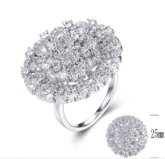 SJ28939, Ladies' Moissanite Ring, S925, Rhodium Plated, White, 7.38g