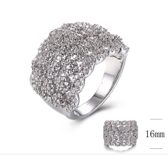 SJ30535, Ladies' Moissanite Ring, S925, Rhodium Plated, White, 7.73g