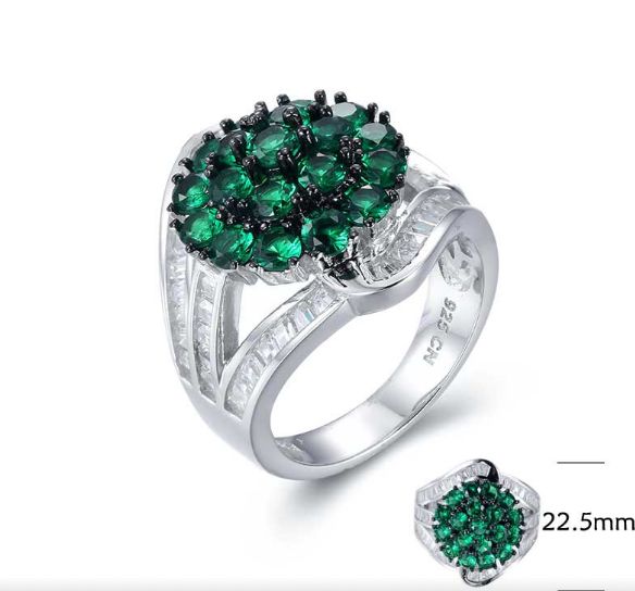 SJ26136, Ladies' Moissanite Ring, S925, Rhodium Plated, White, 9.54g