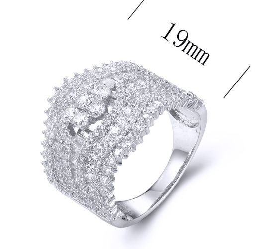 SJ33914, Ladies' Moissanite Ring, S925, Rhodium Plated, White, 8.19g