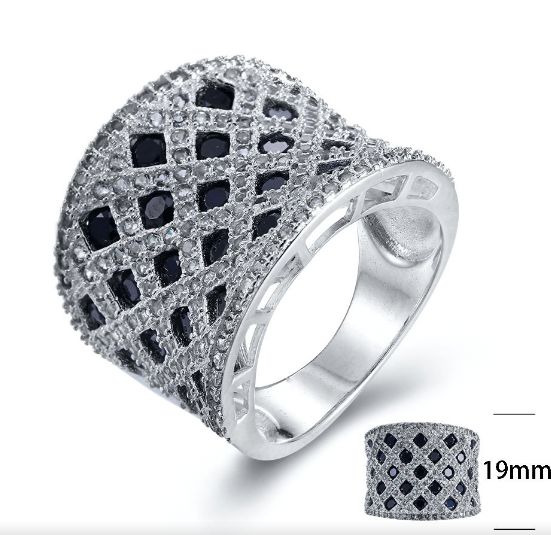 SJ23254, Ladies' Moissanite Ring, S925, Rhodium Plated, White, 9.43g