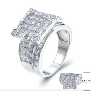 SJ25374, Ladies' Moissanite Ring, S925, Rhodium Plated, White, 7.29g