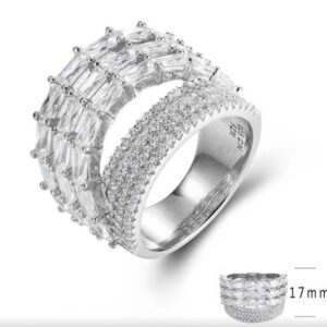 SJ27891, Ladies' Moissanite Ring, S925, Rhodium Plated, White, 9.53g
