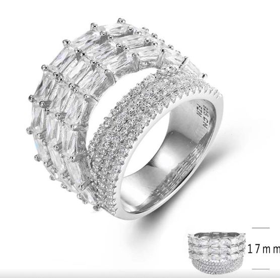SJ27891, Ladies' Moissanite Ring, S925, Rhodium Plated, White, 9.53g