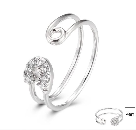 SJ40481, Ladies' Moissanite Ring, S925, Rhodium Plated, White, 1.37g