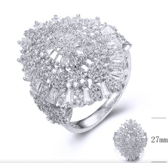 SJ35438, Ladies' Moissanite Ring, S925, Rhodium Plated, White, 6.54g