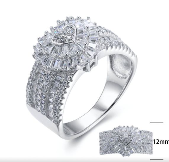 SJ25041, Ladies' Moissanite Ring, S925, Rhodium Plated, White, 6.25g