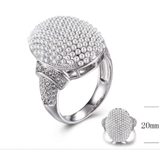 SJ30528, Ladies' Moissanite Ring, S925, Rhodium Plated, White, 8.11g